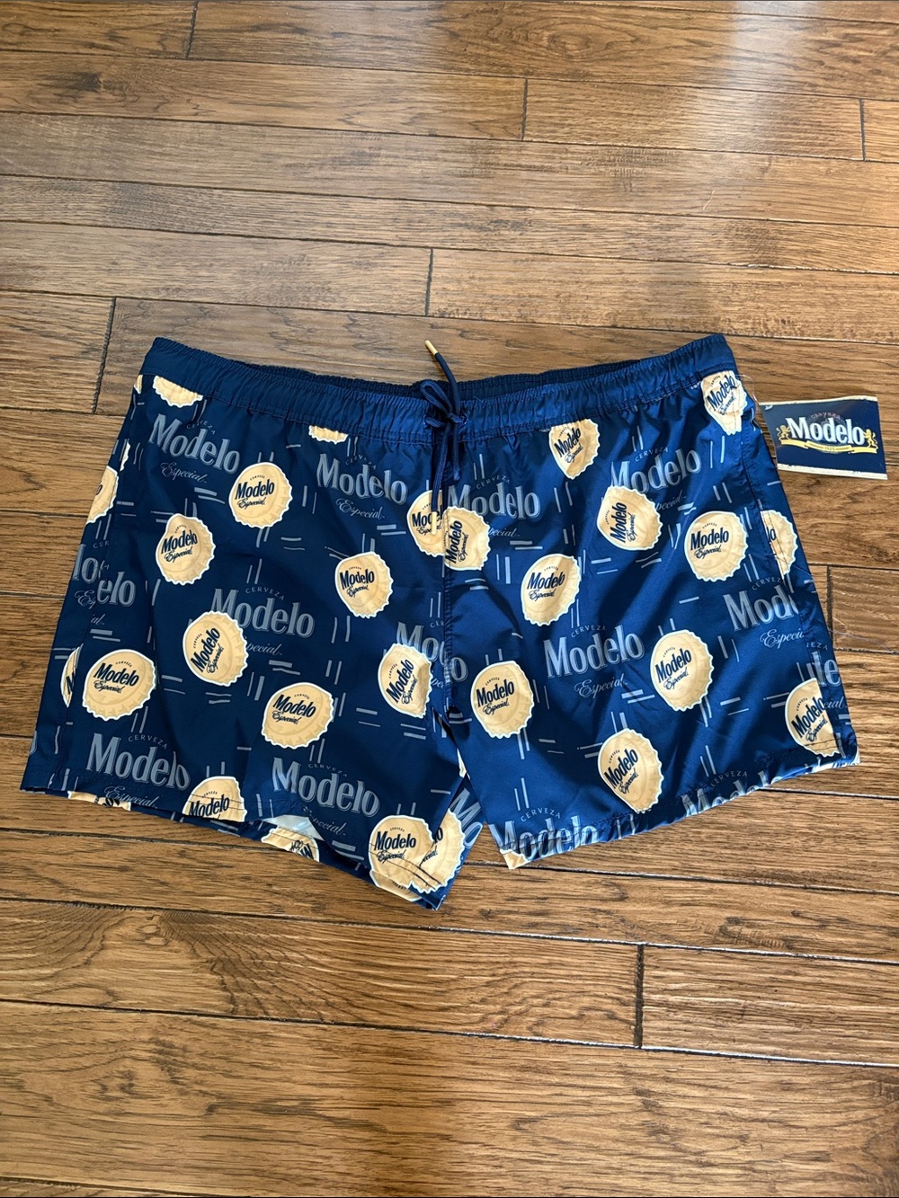 Modelo Navy and Gold Modelo Logo Swim Trunks